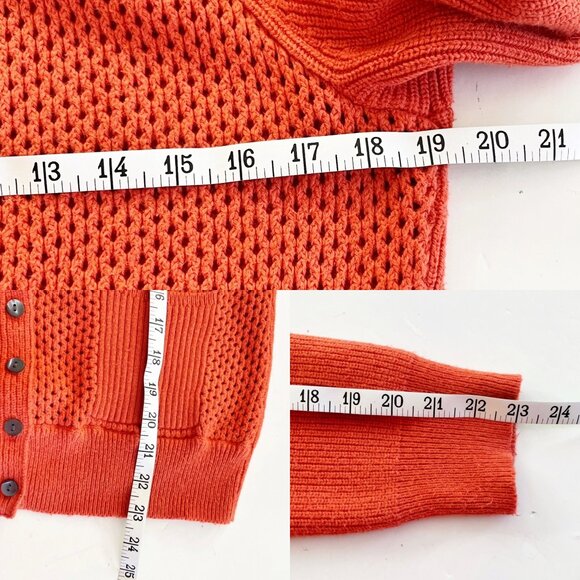 Sundance Sweater Women's MRabbit Hair Blend Orange ButtonCardigan Open Knit - Picture 6 of 7